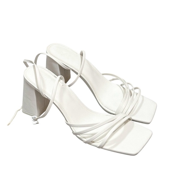 H&M White Strappy Block Heel Sandals - Picture 6 of 8